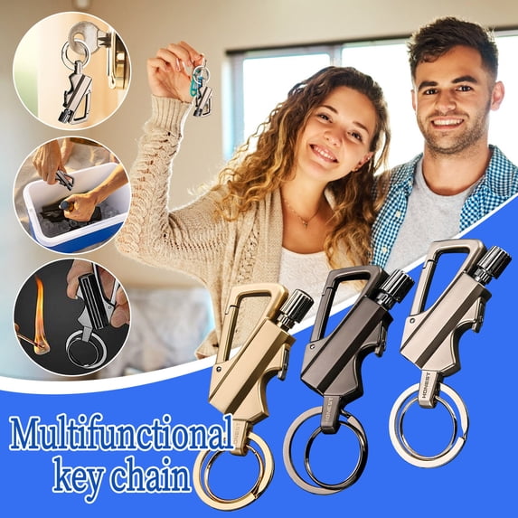 Keychain Lighter, Eternal Match Lighter With Key Ring, Portable Reusable Multifunctional Match Outdoor Camping Match Lighter, Butane Gas Free, Emergency Waterproof Striker Stick Kit