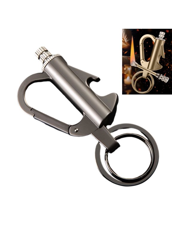 Keychain Lighter,Metal Match Kerosene Lighter,Reusable Waterproof Windproof Permanent Strike Anywhere,with Multitool Bottle Opener, for Outdoor Survival for Men 5ml