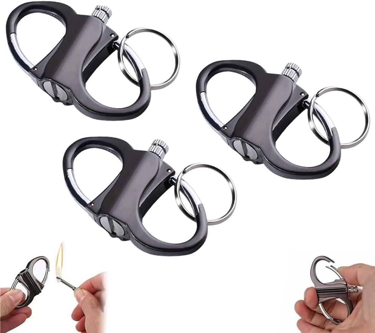 Keychain Lighter Match Strike - Reusable Kerosene Fillable Metal Lighter For Outdoor Survival