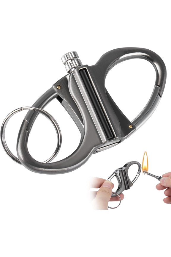 Keychain Lighter, Permanent Match Infinity Lighter, Reusable Waterproof Forever Matches Lighters, Metal EDC Emergency Flint Fire Starter, Survival Kit Gifts for Men Women Outdoor Camping