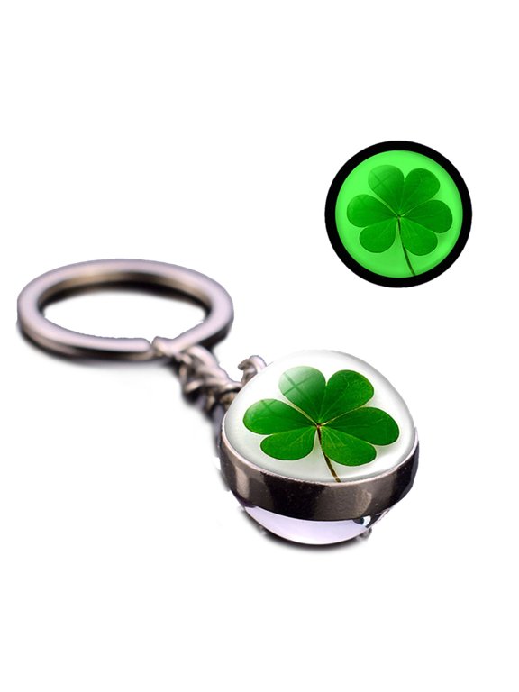 Keychain Luminescent Four Glass Double Side Metal Pendant Keychain Jewelry Gift