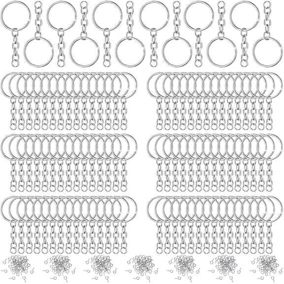 Keychain Making Kit, 360 Pcs Key Rings, Jump Rings, and Screw Eye Pins for DIY Keychain Crafts, 25mm, Silver