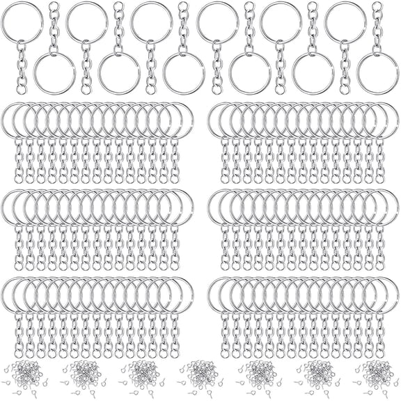 Keychain Making Kit, 360 Pcs Key Rings, Jump Rings, and Screw Eye Pins for DIY Keychain Crafts, 25mm, Silver