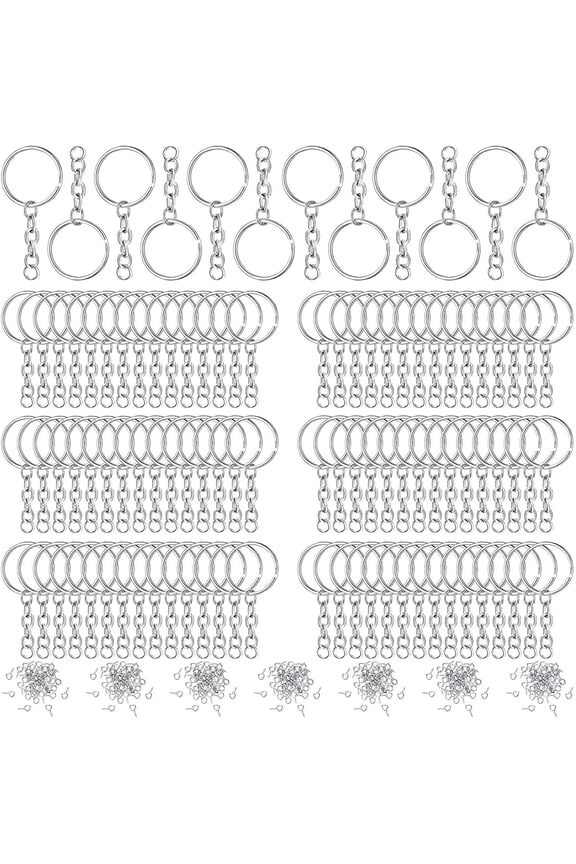 Keychain Making Kit, 360 Pcs Key Rings, Jump Rings, and Screw Eye Pins for DIY Keychain Crafts, 25mm, Silver