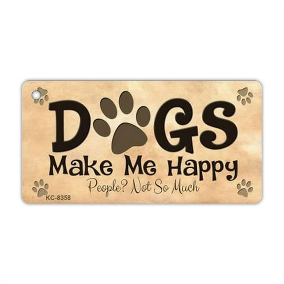 Keychain, Metal, Dogs Make Me Happy, People Not So Much (Dog Lover), 3" x 1.5" Key Chain w/Metal Keyring