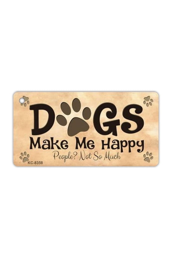 Keychain, Metal, Dogs Make Me Happy, People Not So Much (Dog Lover), 3" x 1.5" Key Chain w/Metal Keyring