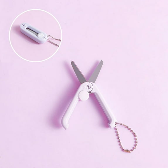 Keychain Mini Folding Scissors (Portable Craft Shears, Travel Cutting Tool), Temperament Purple, Transparent Portable Mini Folding Scissors, Retractable For Travel And Crafting, Meiiso