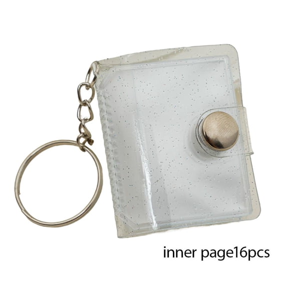 Mini Photo Album Key Chain 16 Pockets Photos Storage Holder with Keychain for Pictures Valentines Day Gift Wedding,