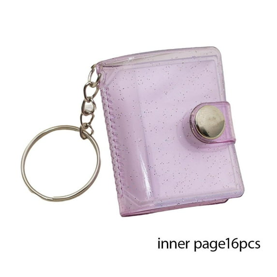 With Keychain Mini Photo Album, Mini Photo Album Simple DIY Storage Card Holder, Button Design Pvc Portable Pocket,for Picture Wedding Anniversary Birthday Valentine Gift