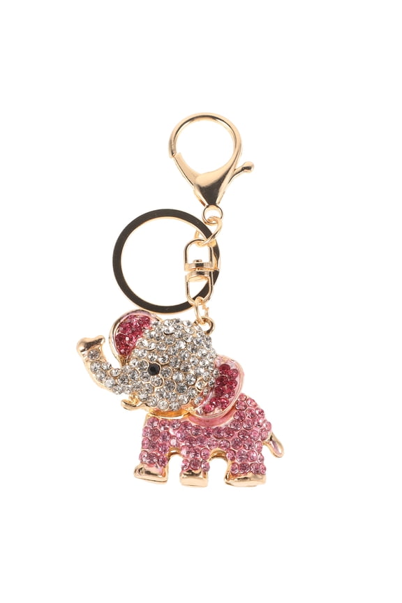 Rhinestone Elephant Keychain Pink Bling Keychains For Women 1Pcs 4.1X2.4X0.5In