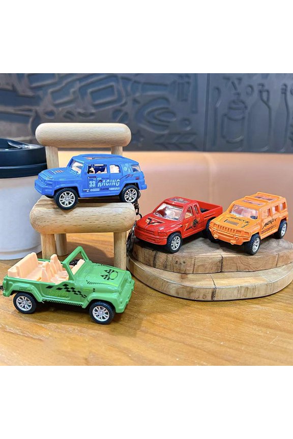 Keychain Pendant Pull Back Pickup Truck Design Key Chain Stress Relief Toy Firm Keychain Attachment Schoolbag Accessory