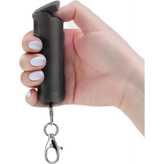 Keychain Pepper Spray Flip Top Safety, Finger Grip, Police Strength - 16 ft Range - Guard Dog Security - Maximum Strength, Effective Self-Defense, Durable Design, Easy-to-Carry & Use - Black
