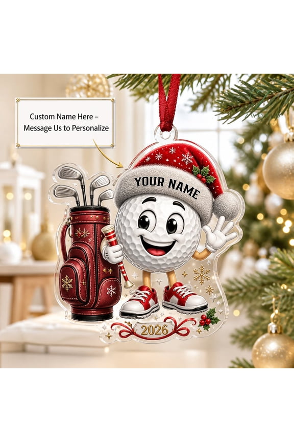 Keychain Personalized Winking Golf Ball Acrylic Ornament for Golf Bags Golfer Gift