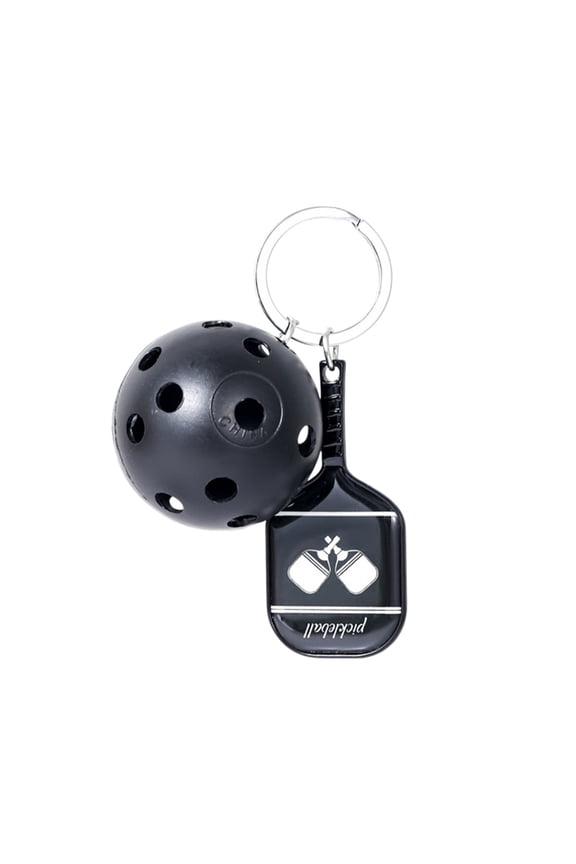 Keychain Pickleball Racket Alloy Black Simulation Sports Pendant Miniature Equipment Accessory Gym Gift Idea Black