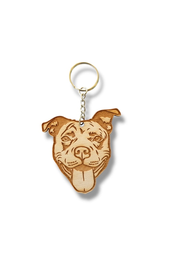 Keychain - Pit Bull - Birch wood