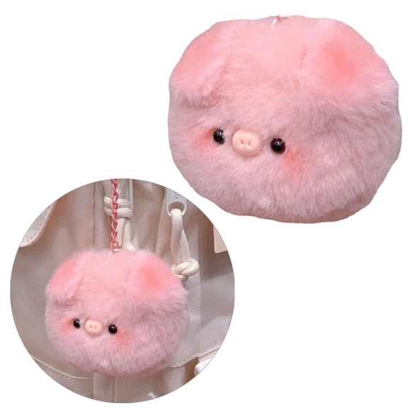 Keychain, Plush Pendant, Plush Small Pig Head Pendant, Cute Plush Ornament, Student Backpack Cartoon Pendant Toy, Novelty Decoration, Pink
