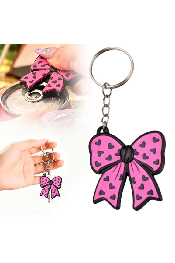 Keychain Portable Can Tab Opener Bow Beverage Opener Keychain Open The Lids of Bottle Easily Purple
