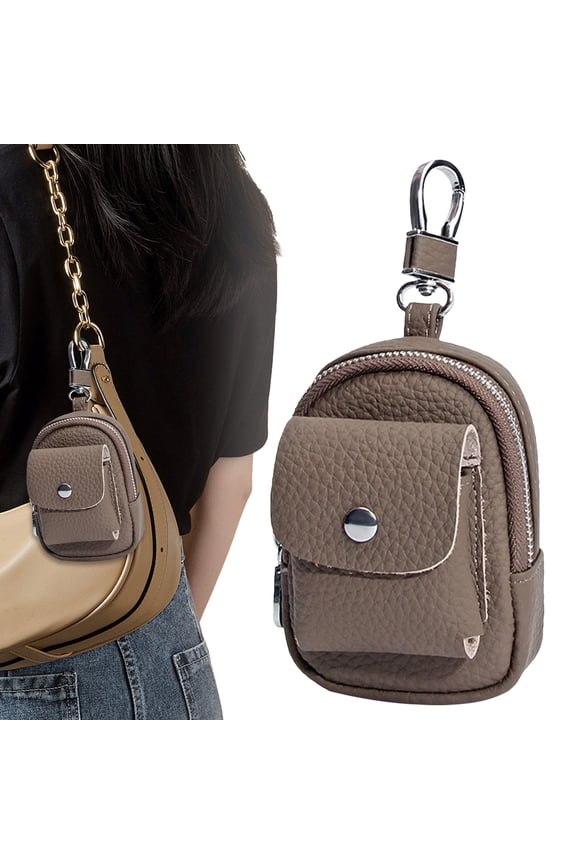 Keychain Pouch Cozival Leather Backpack Keychain & Makeup Bag - Compact Purse Organizer with Carabiner Clip, Portable for Women's Travel, Essentials & Gifting, Travel Makeup Bag