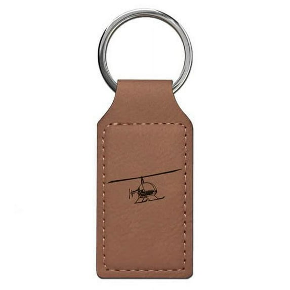 Keychain - R22 Helicopter (Dark Brown Rectangle)