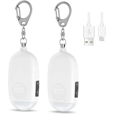 Keychain, Rechargeable Emergency Self Defense Alarm with LED Light Keychain for Kids Women Elderly Gift 2 Packs