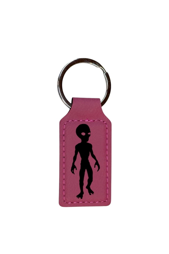 Keychain - Rectangle - Alien - Leather 3" x 1 3/4"