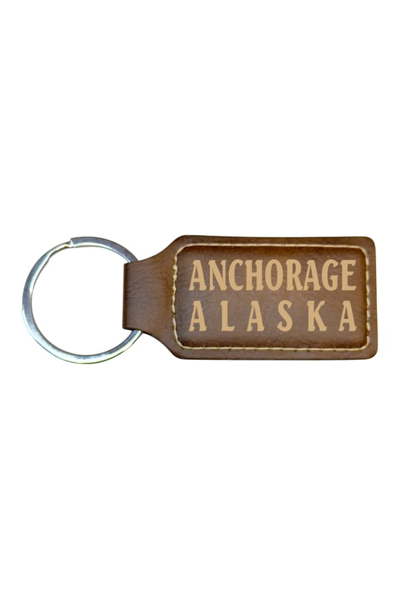 Keychain - Rectangle - Anchorage Alaska - Leather