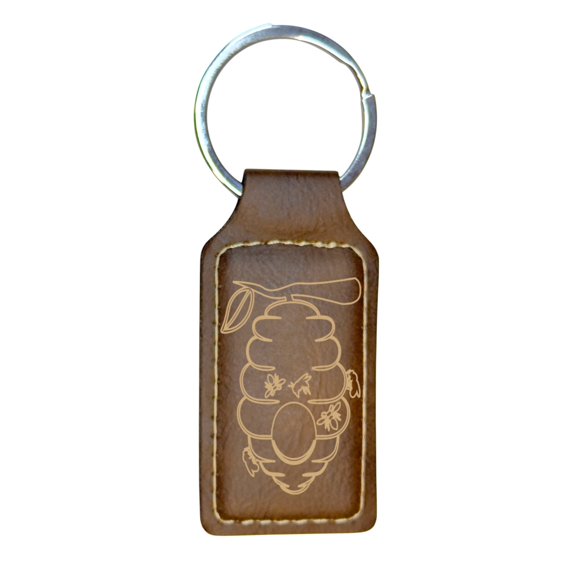 Keychain - Rectangle - Beehive - Leather