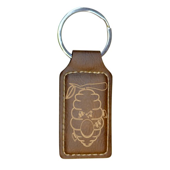 Keychain - Rectangle - Beehive - Leather