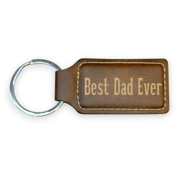 Keychain - Rectangle - Best Dad Ever - Leather