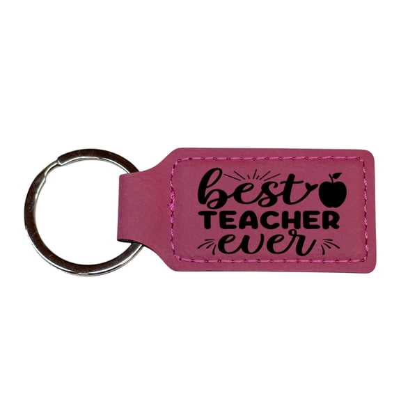 Keychain - Rectangle - Best Teacher Ever - Leather