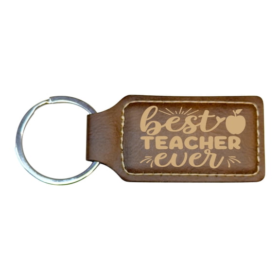 Keychain - Rectangle - Best Teacher Ever - Leather