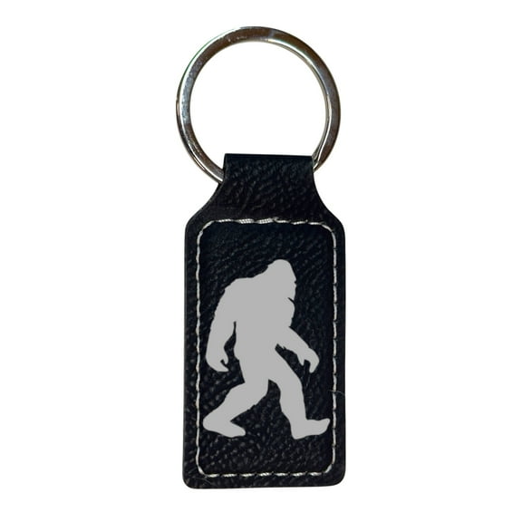 Keychain - Rectangle - Bigfoot Sasquatch - Leather