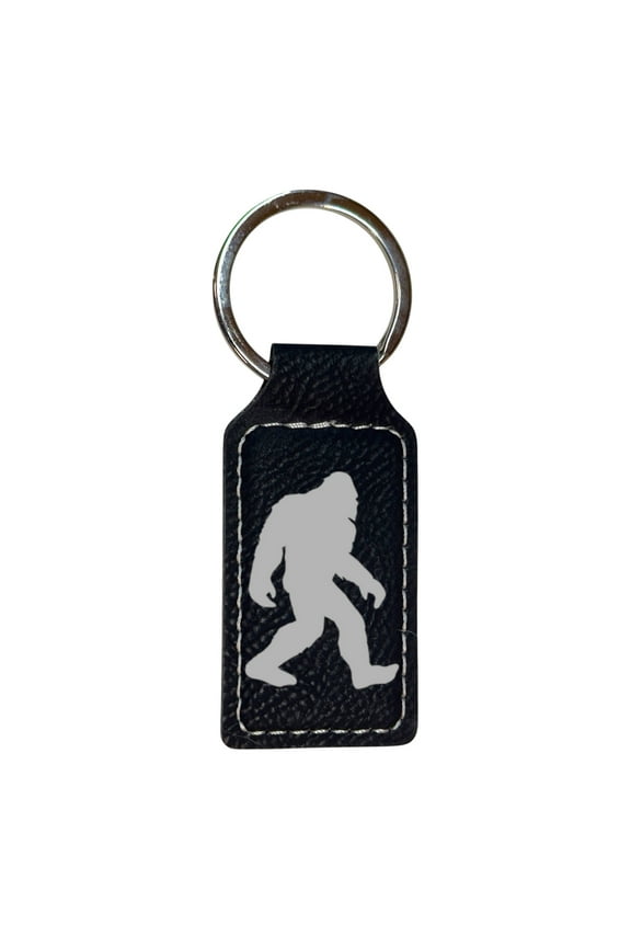 Keychain - Rectangle - Bigfoot Sasquatch - Leather