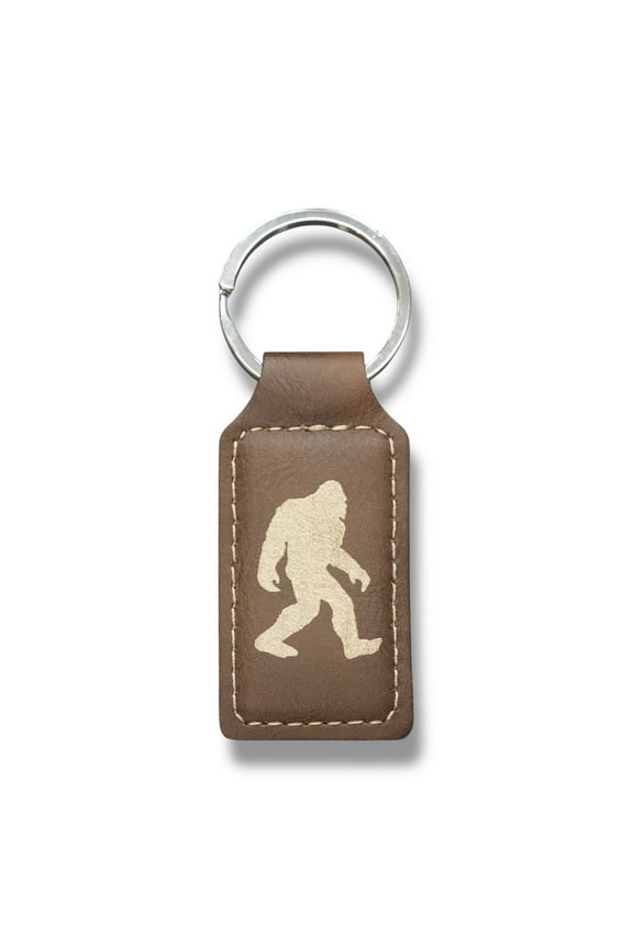 Keychain - Rectangle - Bigfoot Sasquatch - Leather