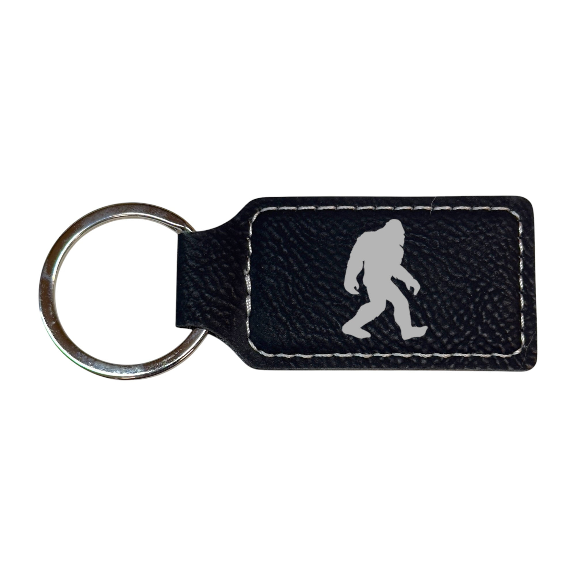Keychain - Rectangle - Bigfoot Sasquatch - Leather Keychain - Rectangle - Bigfoot Sasquatch - Leather