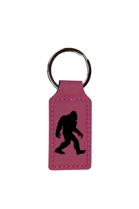 Keychain - Rectangle - Bigfoot Sasquatch - Leather