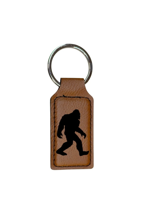 Keychain - Rectangle - Bigfoot Sasquatch - Leather
