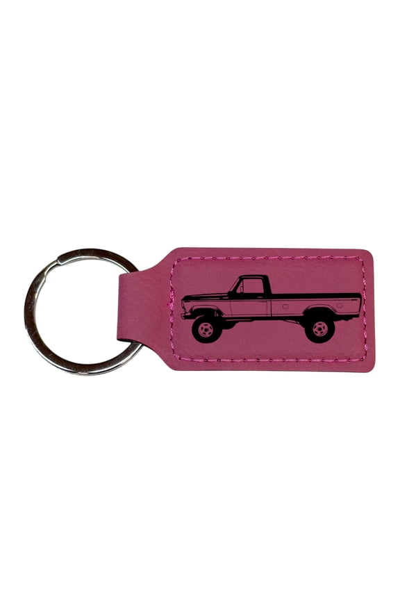 Keychain - Rectangle - Classic Pickup Truck - Leather