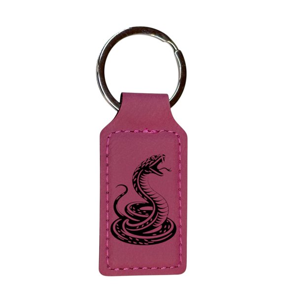 Keychain - Rectangle - Coiled Snake - Leather