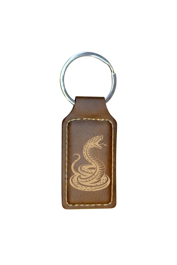 Keychain - Rectangle - Coiled Snake - Leather