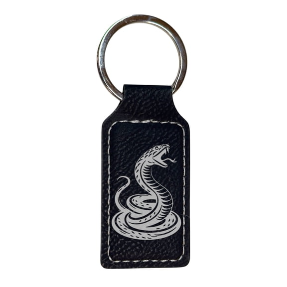 Keychain - Rectangle - Coiled Snake - Leather
