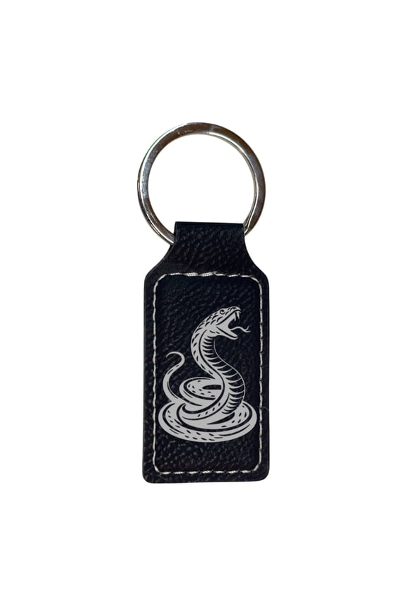 Keychain - Rectangle - Coiled Snake - Leather