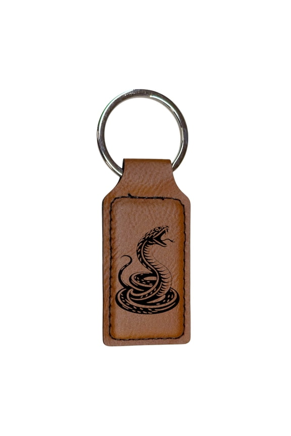 Keychain - Rectangle - Coiled Snake - Leather