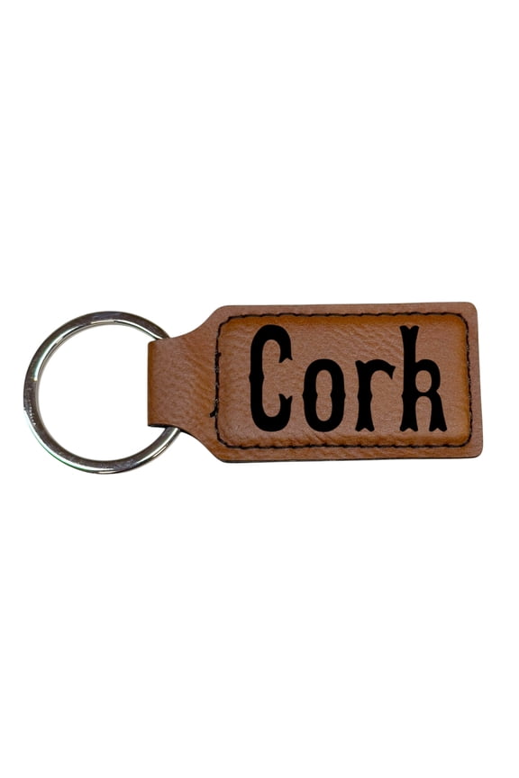 Keychain - Rectangle - Cork - Leather