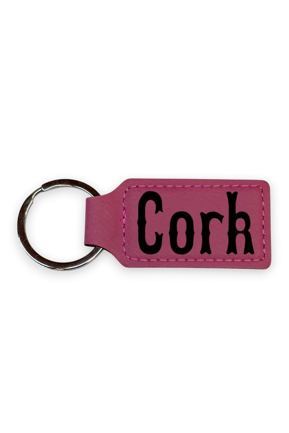 Keychain - Rectangle - Cork - Leather