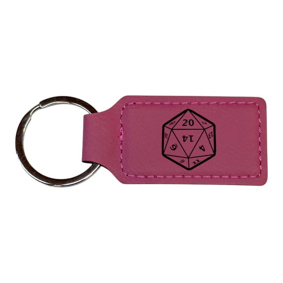 Keychain - Rectangle - D20 - Leather