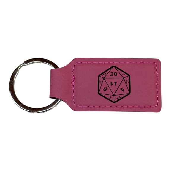 Keychain - Rectangle - D20 - Leather