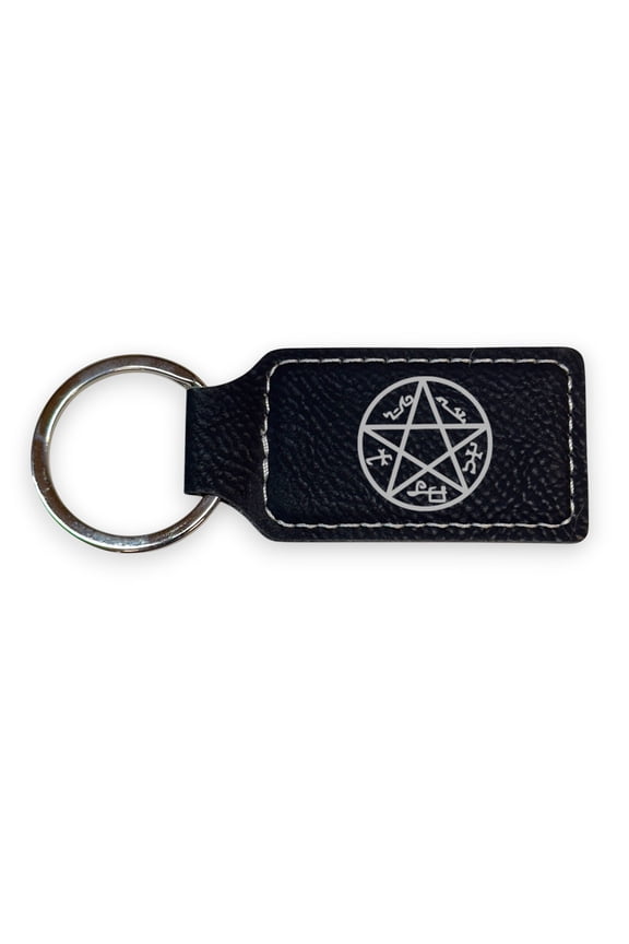 Keychain - Rectangle - Demon Trap - Leather
