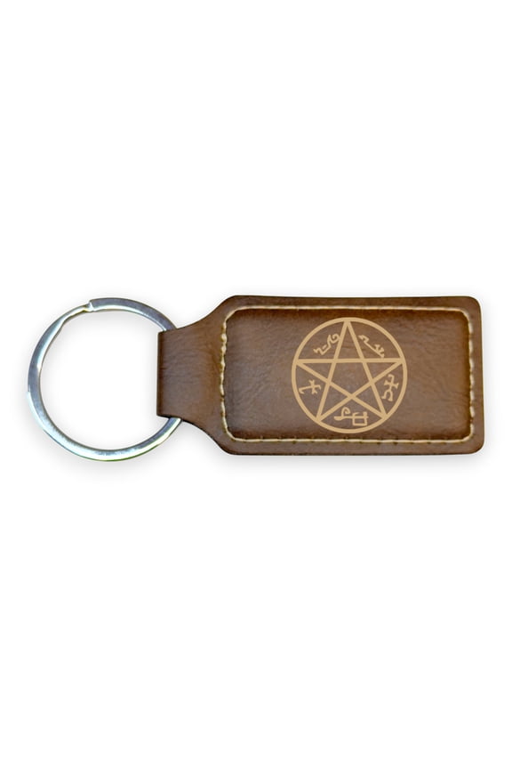 Keychain - Rectangle - Demon Trap - Leather