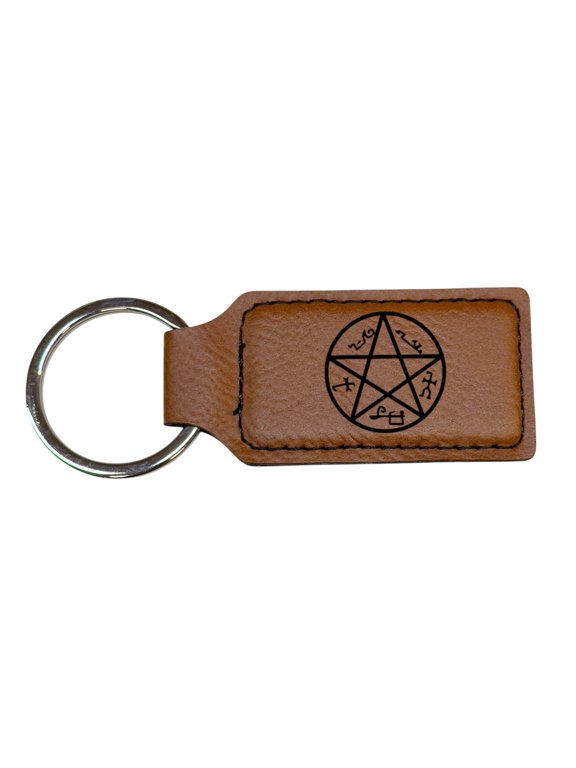 Keychain - Rectangle - Demon Trap - Leather